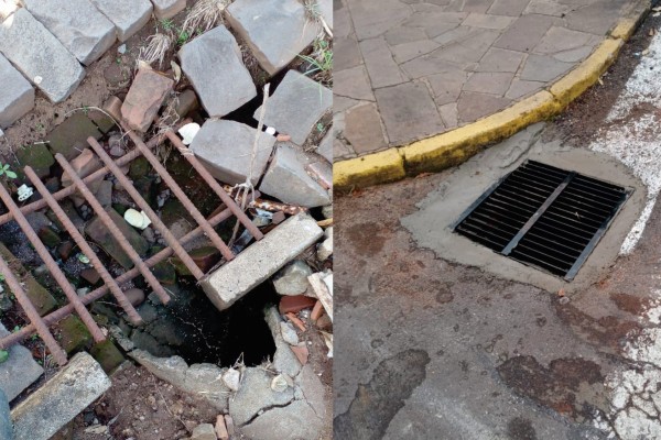 Obras executa limpeza e reconstrução das bocas de lobo