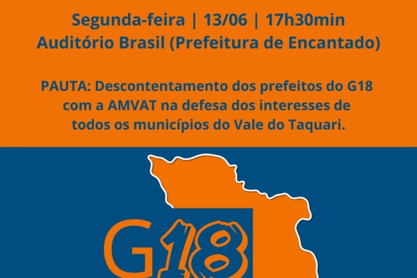 Municípios que integram o G18 e a AMVAT podem sair da entidade do Vale