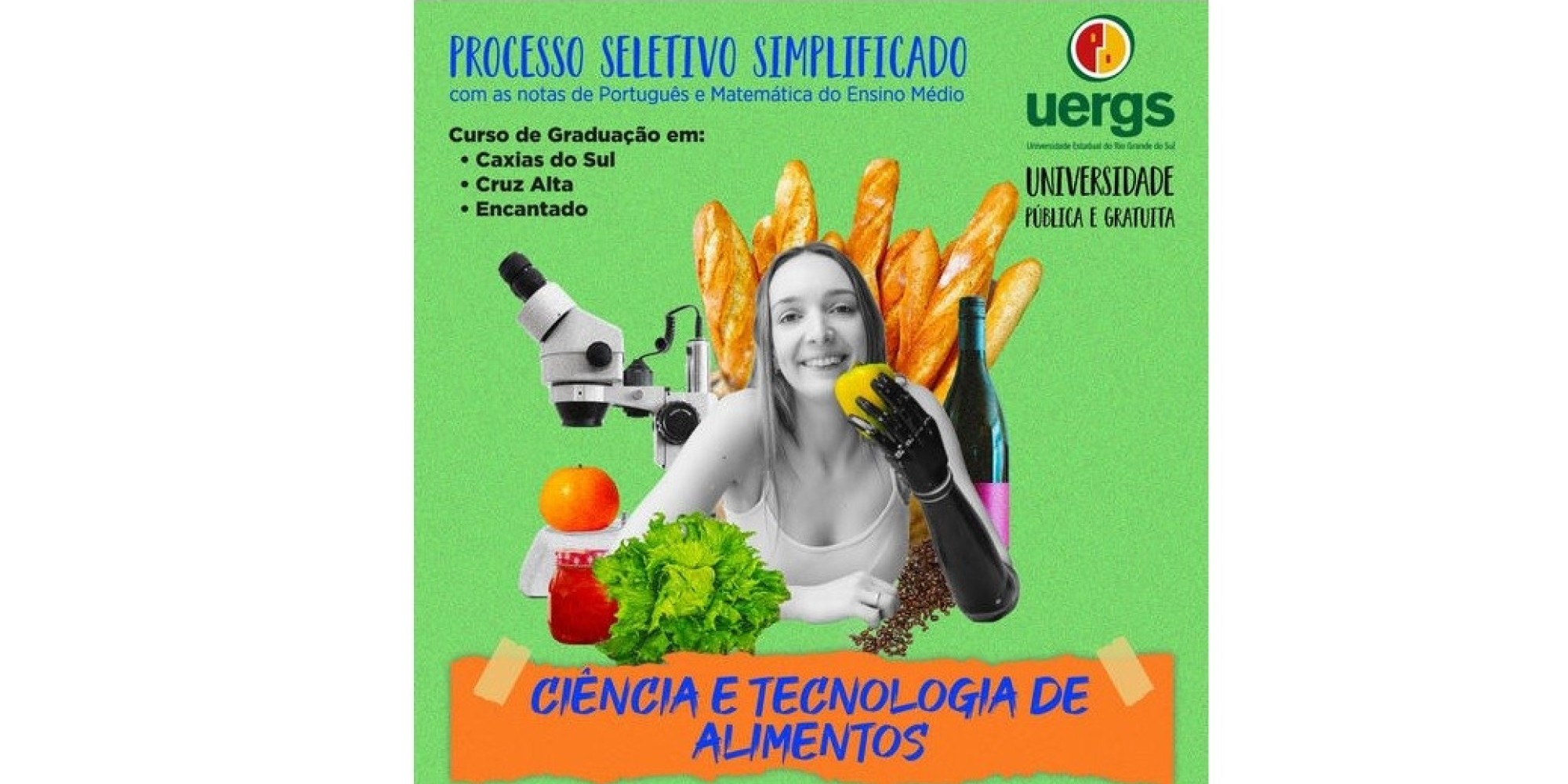 Uergs em Encantado está oferecendo vagas para ingresso no curso de graduação de Ciência e Tecnologia de Alimentos.