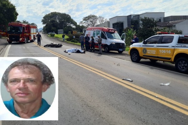 Nilo Bagatini, de 64 anos, era natural e morador de Encantado e conduzia uma Honda 160 Bros antes de colidir frontalmente com um caminhão, na manhã desta segunda-feira (19).
