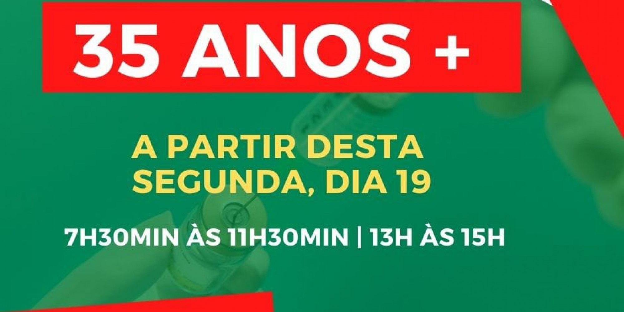 Novo público pode se vacinar a partir desta segunda-feira (19) Novo público pode se vacinar a partir desta segunda-feira (19)